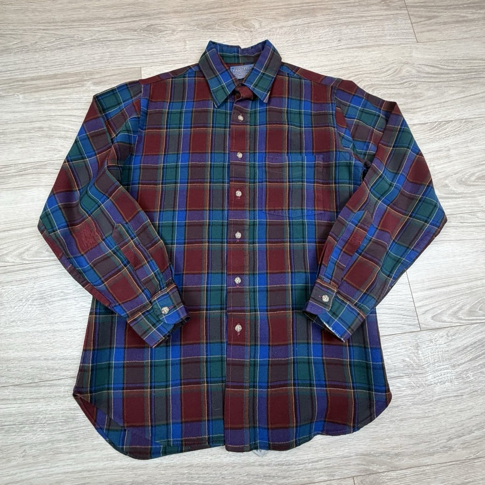 Vintage‎ Sir Pendleton 100%Pure Virgin Wool Plaid Button USA Size M